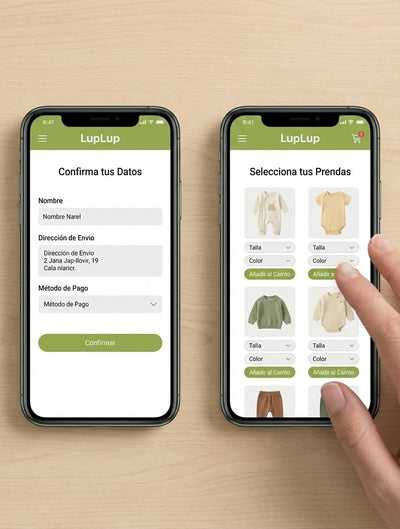 Confirma datos y selecciona las prendas