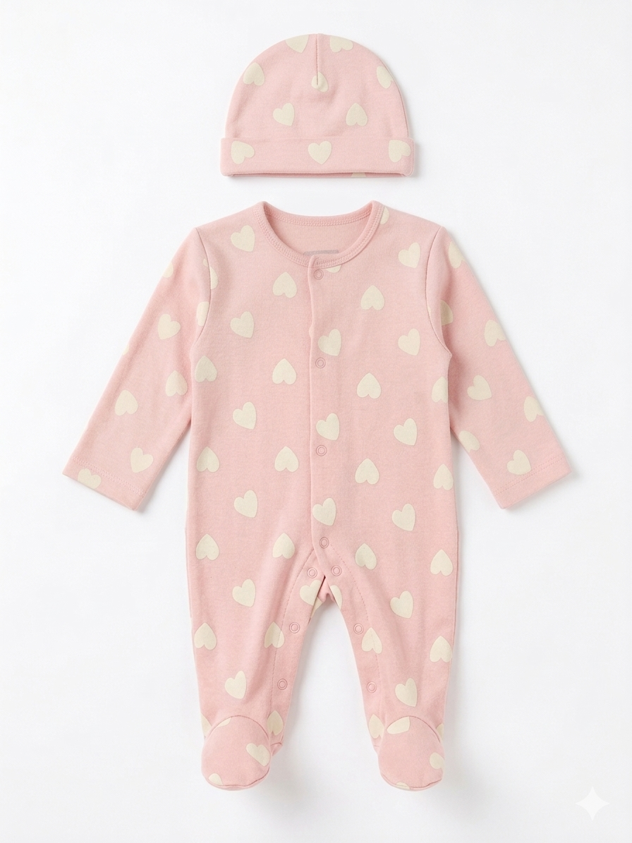 730430 Mameluco corazón 0-3M Rosado 7703259297681