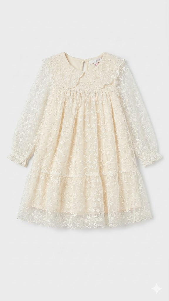 100000 Vestido manga larga 4T Crema 9800000001499