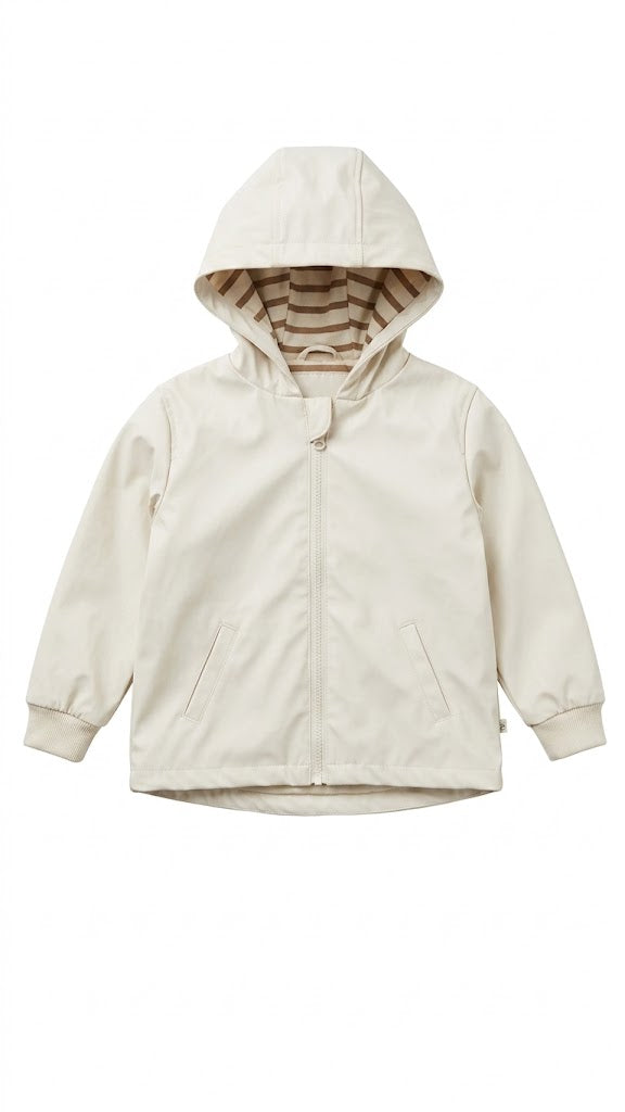 100000 Chaqueta cuero impermeable 3T Crema 9800000001358