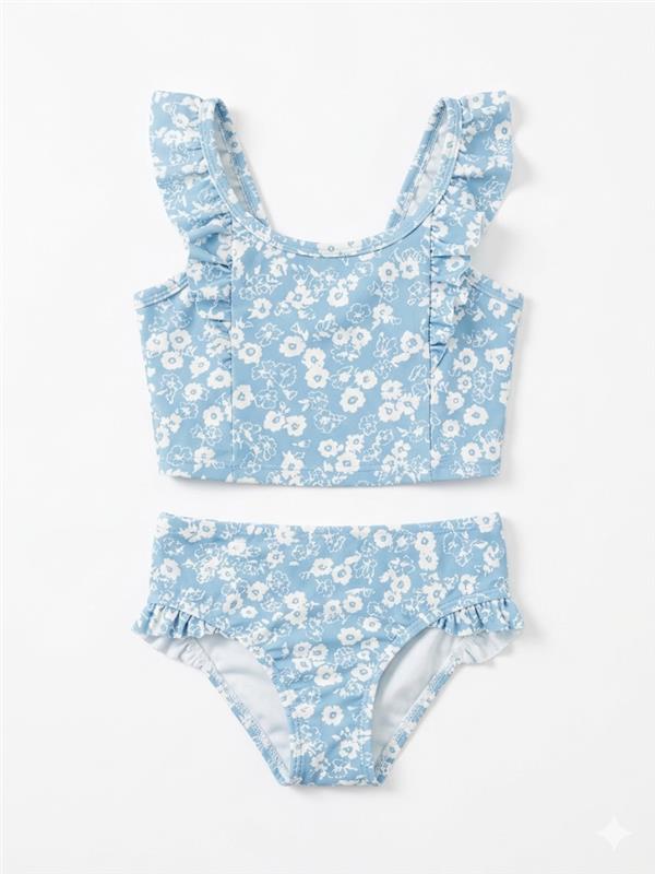 100000 Vestido de baño flores  12-18M Azul 9800000001457
